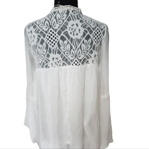 NWL SILK AND LACE  BOHO IVORY  BLAUSE ( SIZE S ) - Picture 6 of 10
